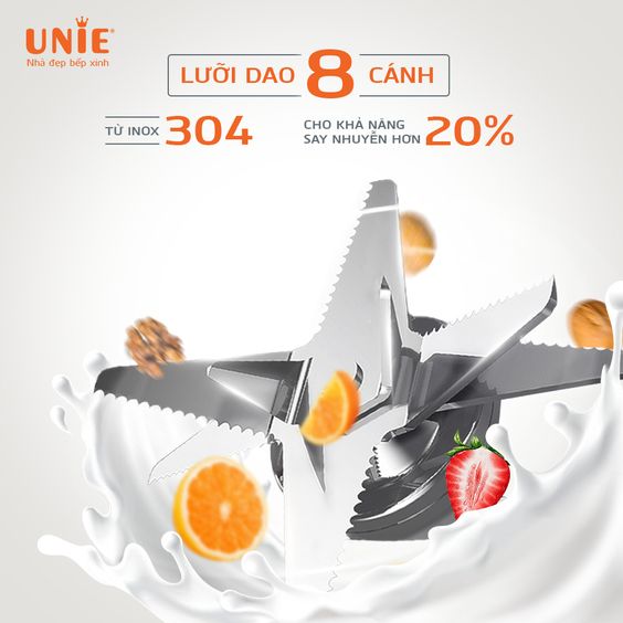 Máy làm sữa hạt Unie V8S với lưỡi dao 4D inox